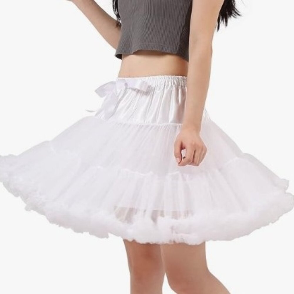 Women's Elastic Waist Chiffon Petticoat Puffy Tutu Tulle Skirt Princess Ballet